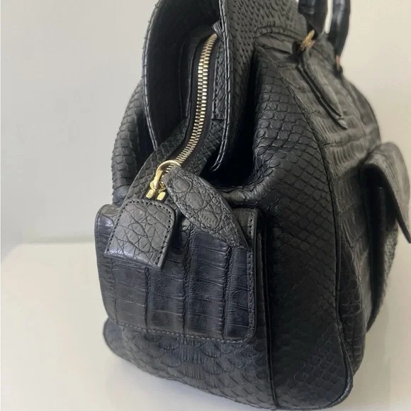 Armenta Black Satchel with Crocodile Texture - Picture 4 of 10